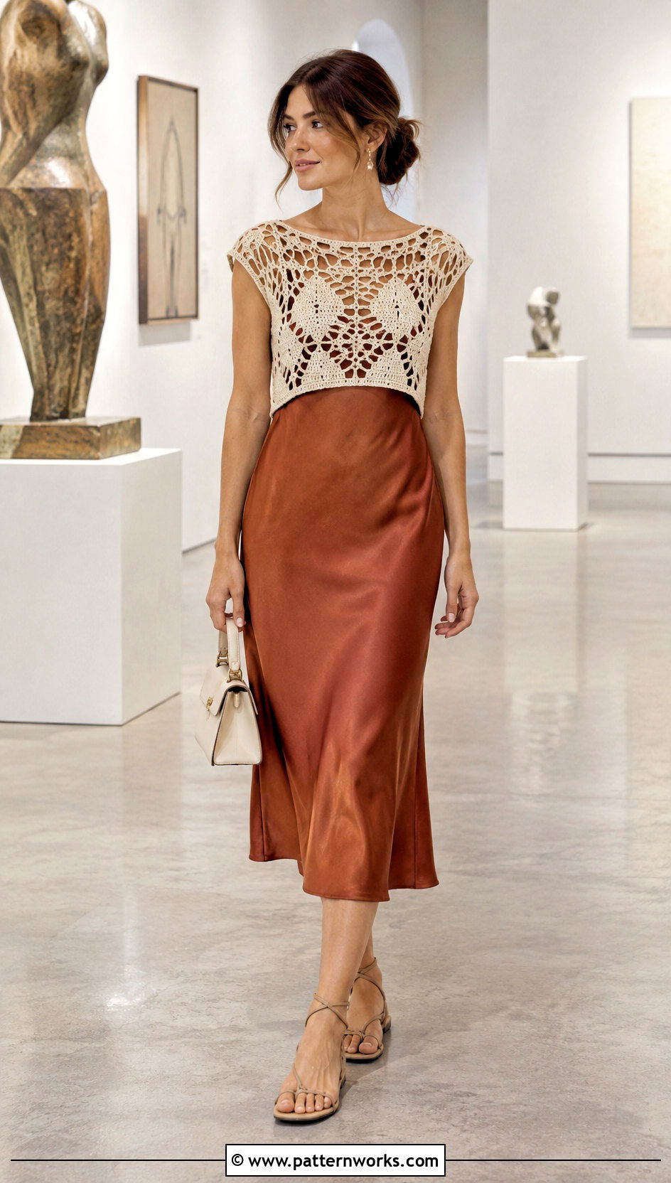 Crochet Cleopatra Top Over A Slip Dress - 18 Crochet Cleopatra Top outfit ideas