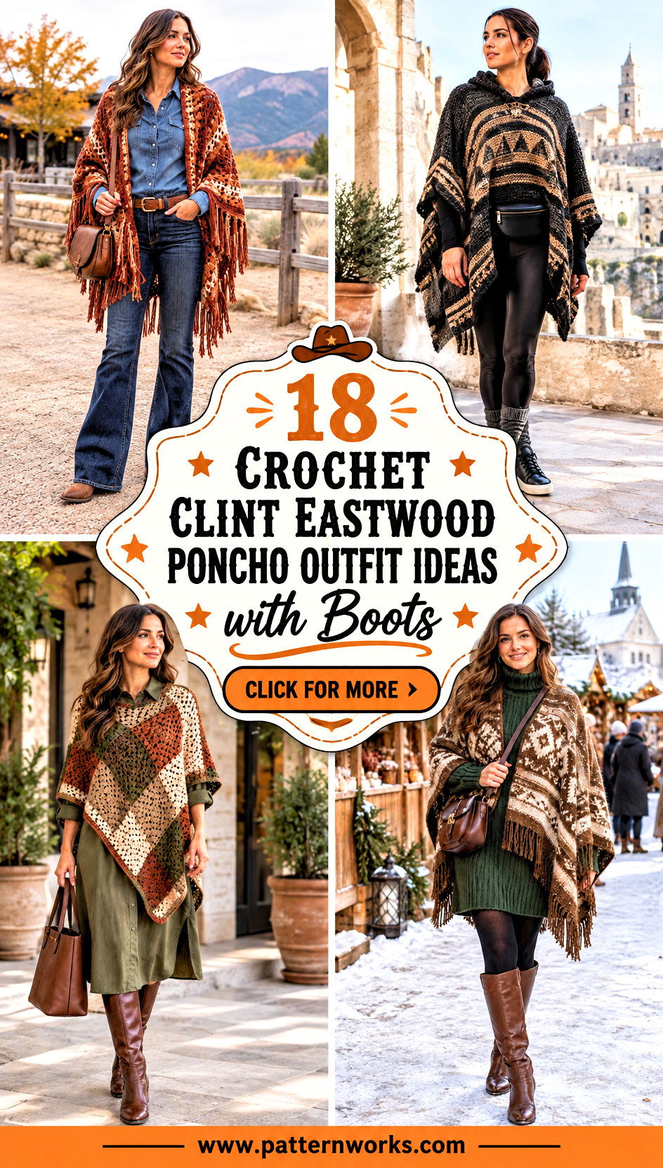 18 Crochet Clint Eastwood Poncho Outfit Ideas with Boots - 18 Crochet Clint Eastwood Poncho Outfit Ideas with Boots
