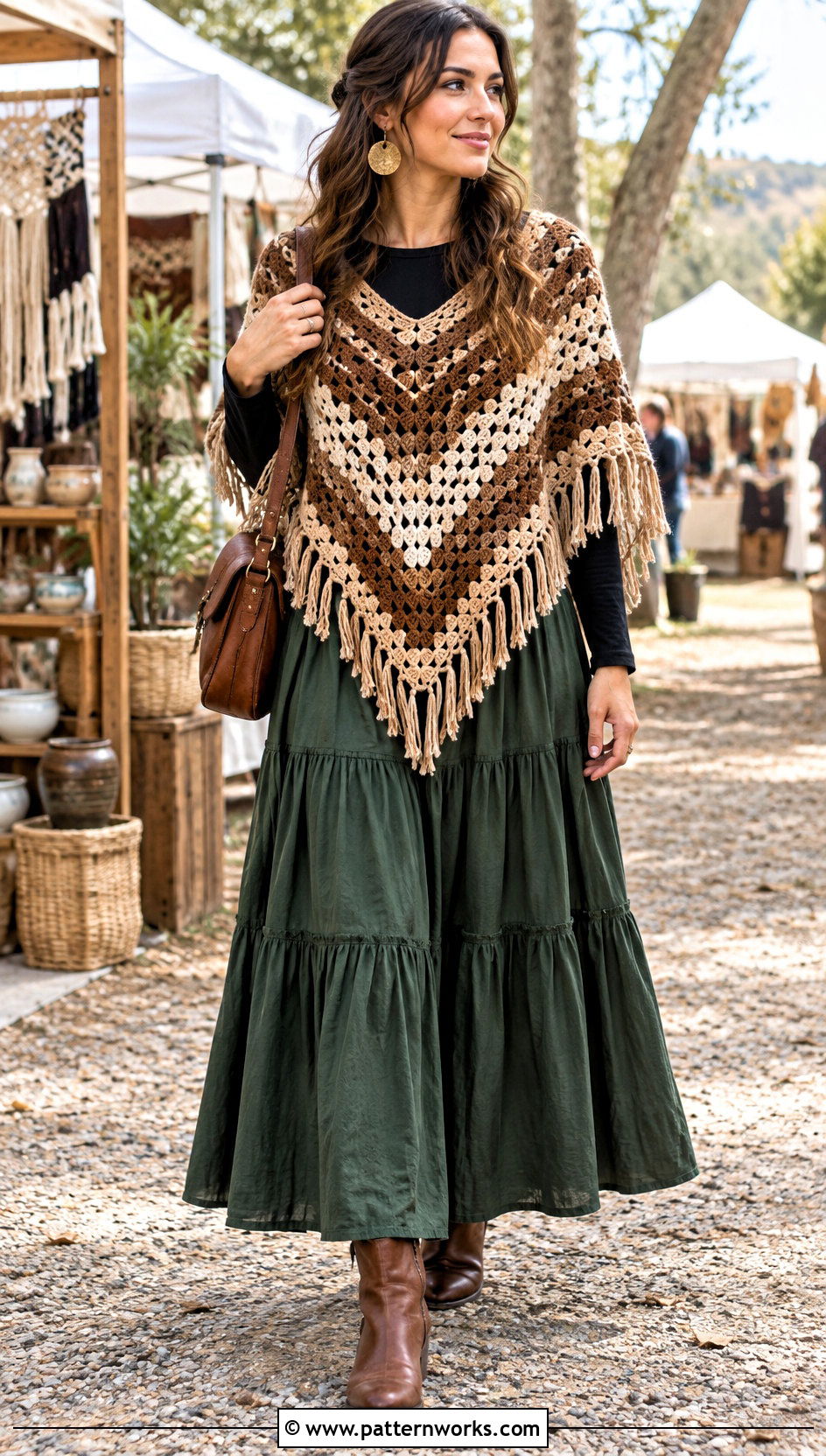 Crochet Clint Eastwood Poncho With Long Skirt And Ankle Boots - 18 Crochet Clint Eastwood Poncho outfit ideas