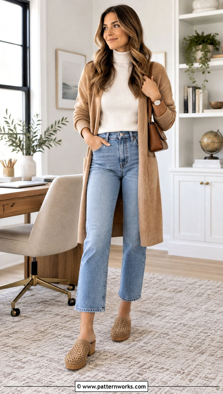 Crochet Clog Slippers With Jeans And Turtleneck - 24 Quick And Easy Crochet Slippers outfit ideas