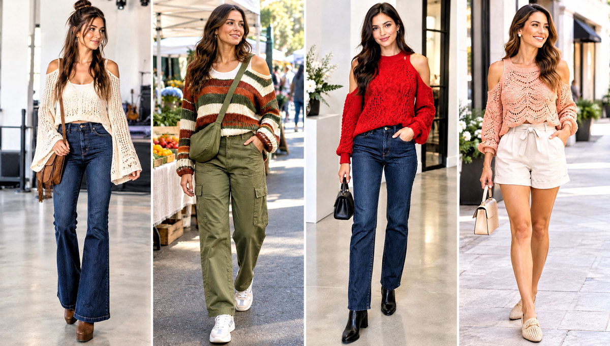24 Crochet Cold Shoulder Sweater Outfit Ideas for Spring