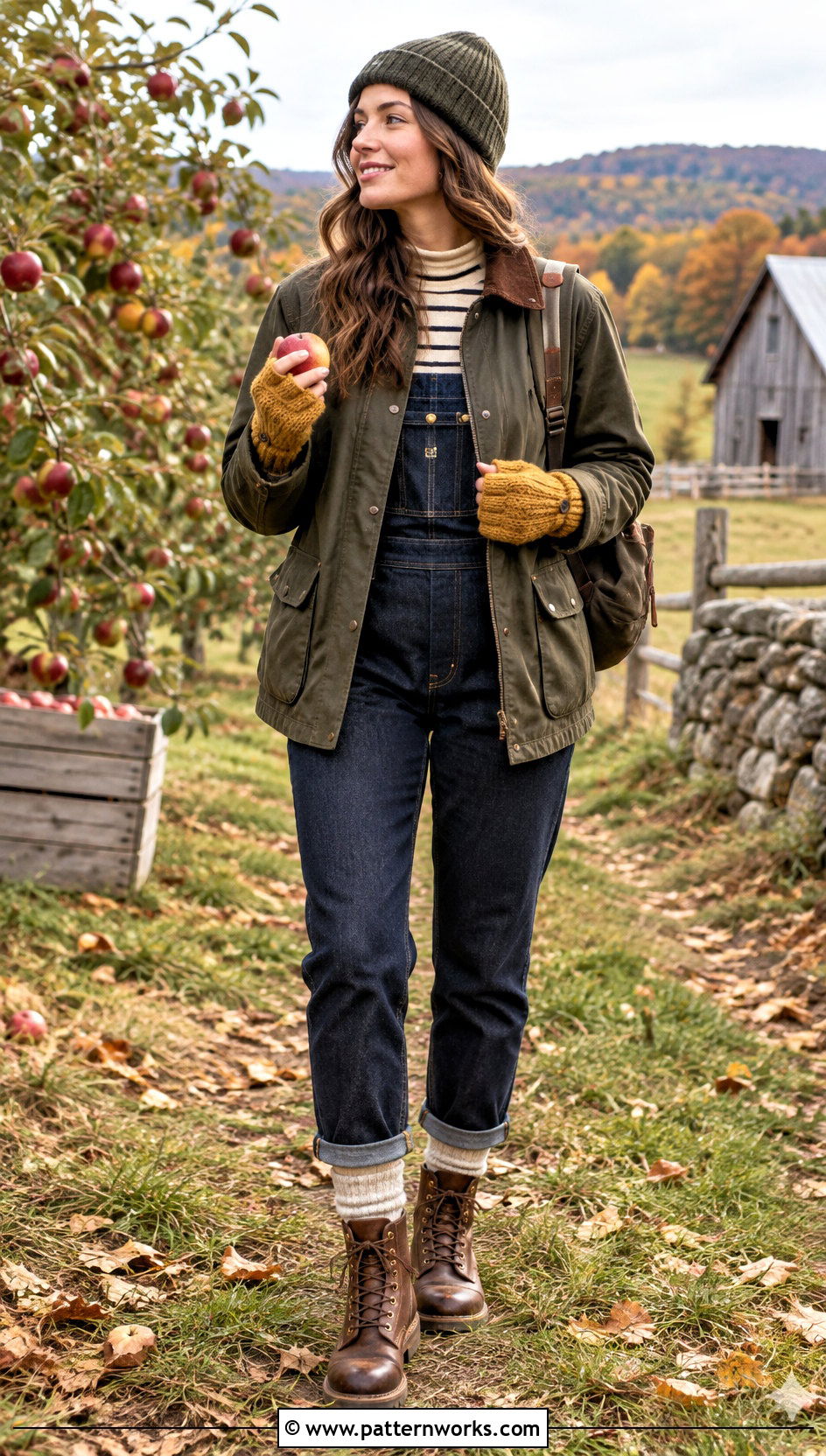 Crochet Convertible Mittens With Barn Jacket And Overalls - 24 Crochet Convertible Mittens outfit ideas
