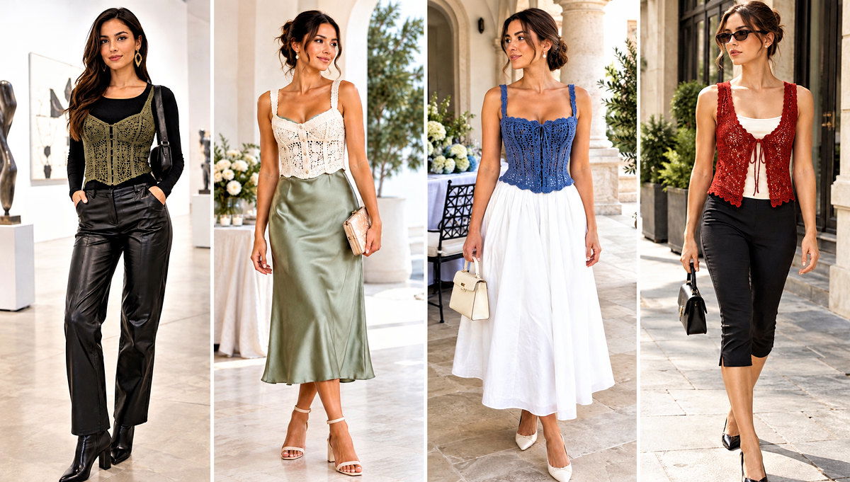 30 Crochet Corset Vest Outfit Ideas for Chic Denim Pairings