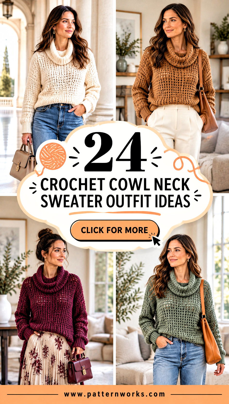 24 Crochet Cowl Neck Sweater Outfit Ideas for Cozy Days - 24 Crochet Cowl Neck Sweater Outfit Ideas for Cozy Days
