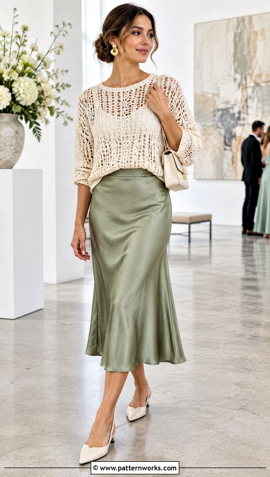 Crochet Crazy Love Top With Satin Midi Skirt - 18 Crochet Crazy Love Top outfit ideas