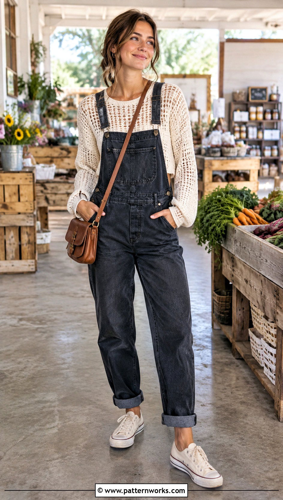 Crochet Crop Sweater With Denim Overalls - 30 crochet crop sweater outfit ideas