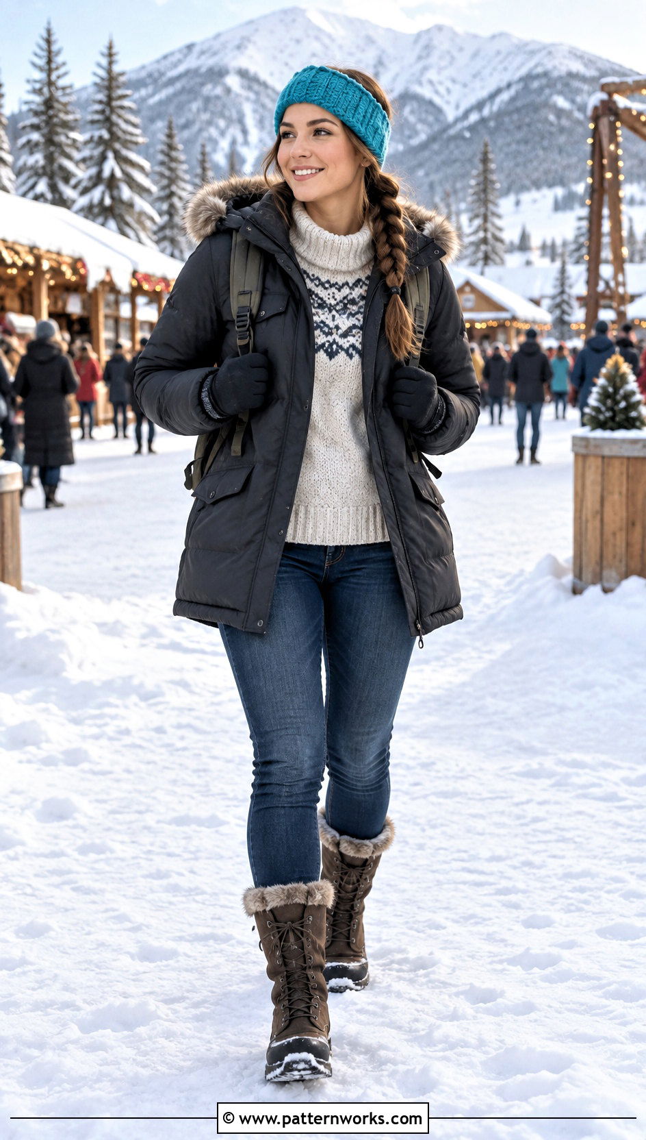 Crochet Crown Ear Warmer Outfit With Parka And Winter Boots - 24 crochet crown ear warmer outfit ideas