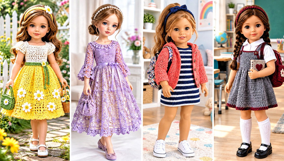30 Crochet Doll Dress Outfit Ideas for Tiny Wardrobes