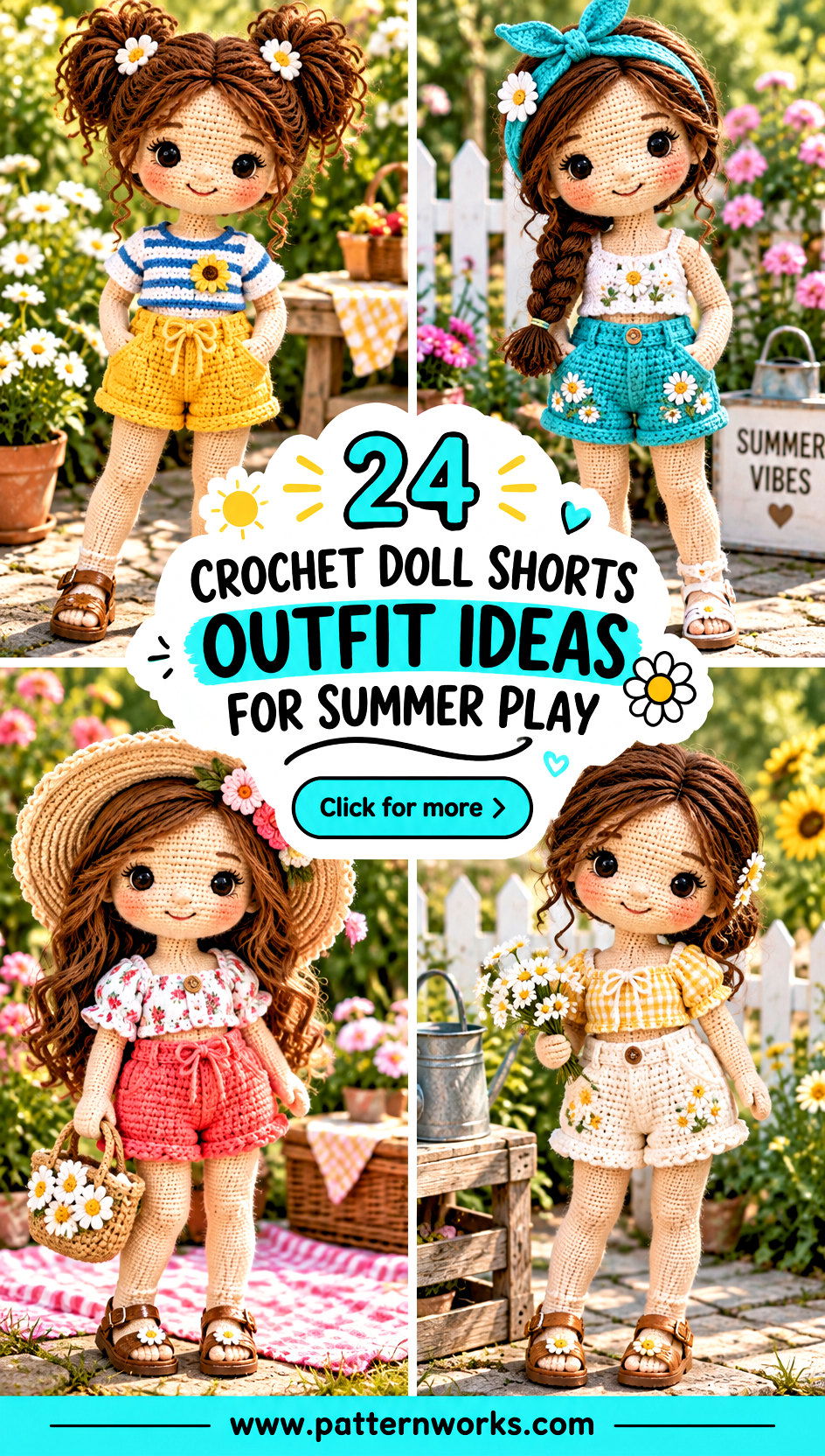 24 Crochet Doll Shorts Outfit Ideas for Summer Play - 24 Crochet Doll Shorts Outfit Ideas for Summer Play