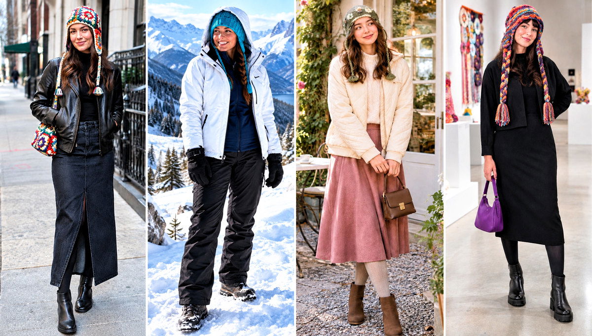 24 Crochet Ear Flap Hat Outfit Ideas for Mountain Trips