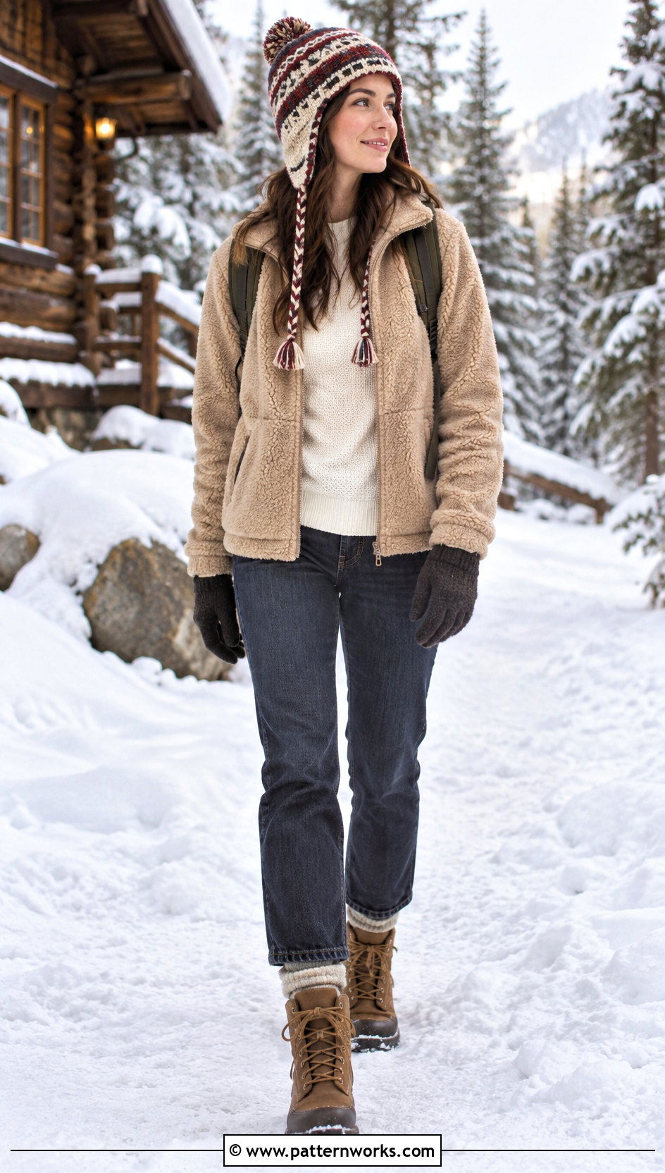 Crochet Earflap Beanie With Sherpa Jacket - 30 cute crochet beanies outfit ideas