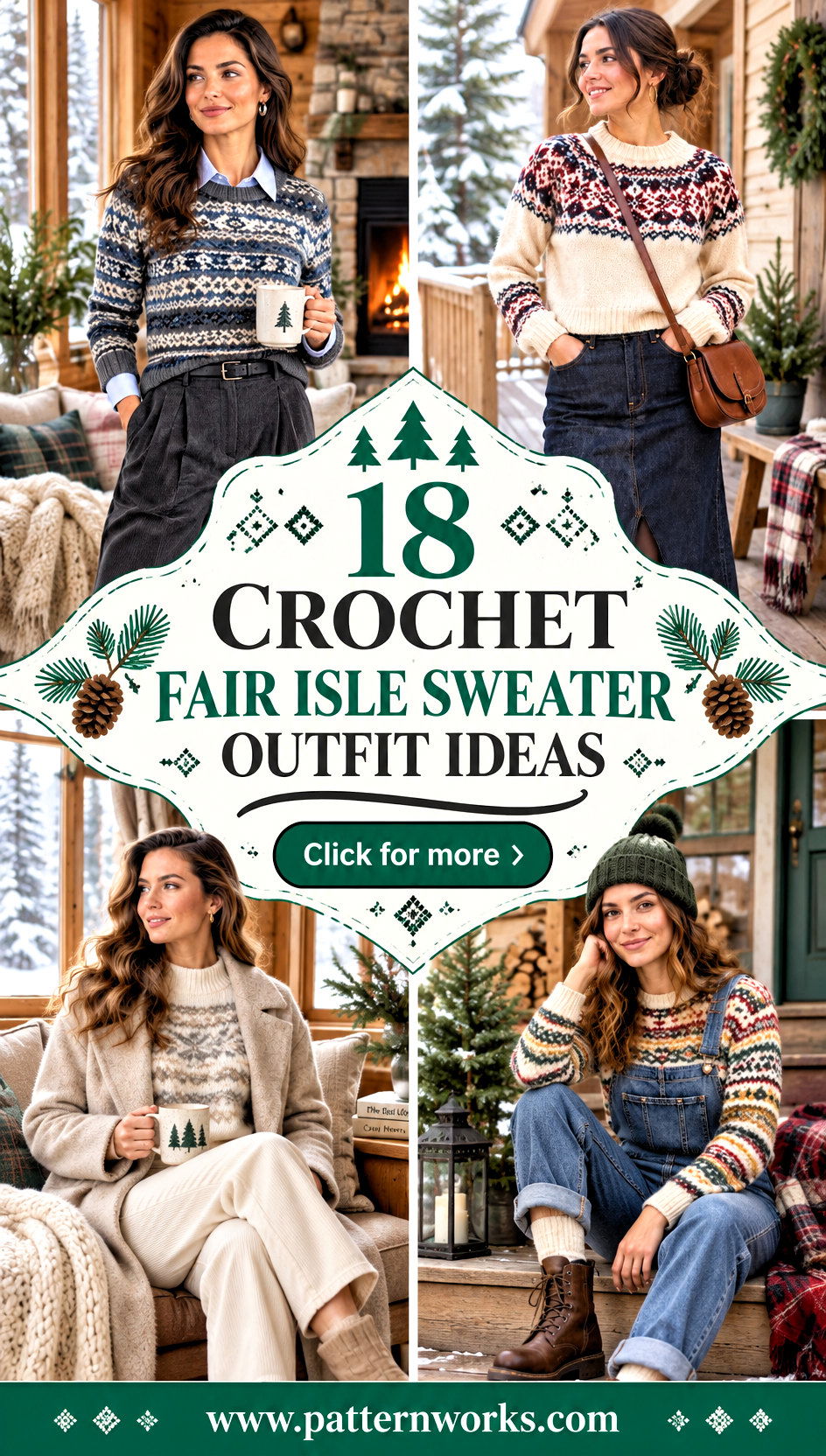 18 Crochet Fair Isle Sweater Outfit Ideas for Cabin Days - 18 Crochet Fair Isle Sweater Outfit Ideas for Cabin Days