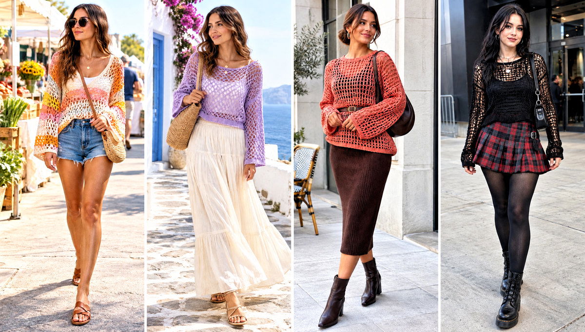 18 Crochet Fishnet Sweater Outfit Ideas for Easy Layering