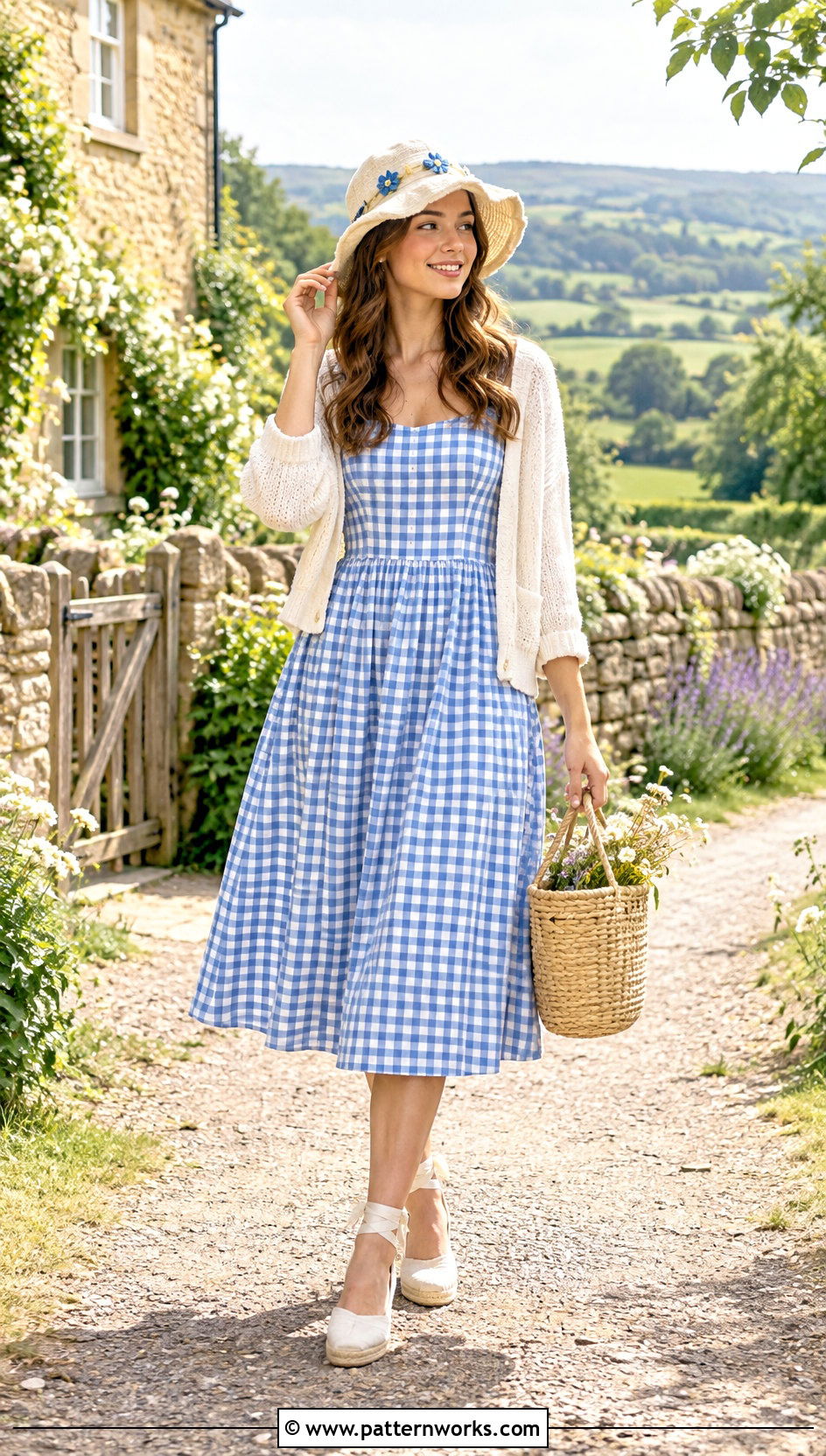 Crochet Flower Hat Outfit With Gingham Dress - 24 crochet flower hat outfit ideas