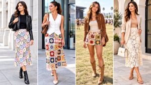 30 Crochet Flower Skirt Outfit Ideas for Beach Getaways