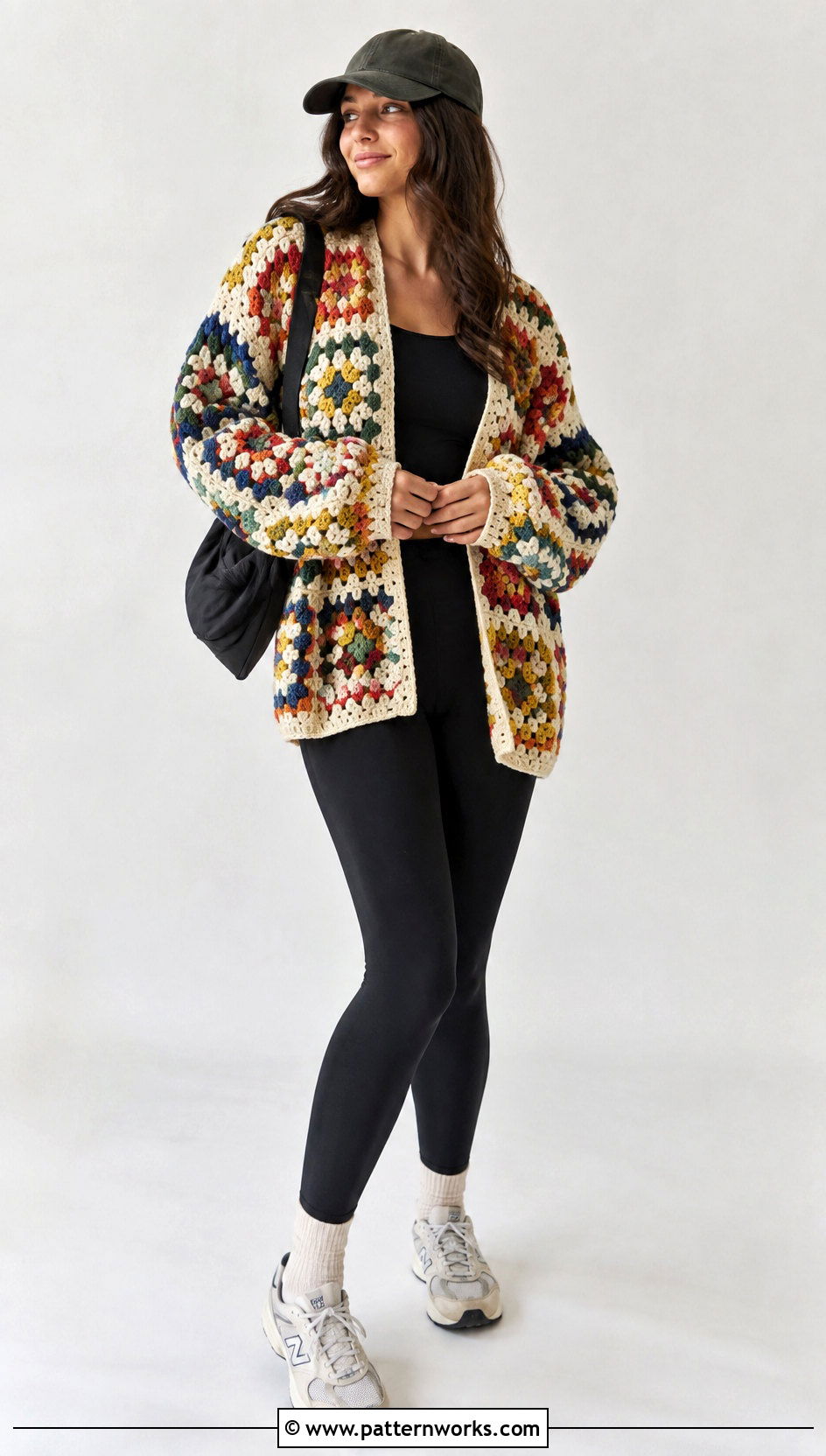 Crochet Granny Cardigan With Black Leggings - 30 crochet granny cardigan outfit ideas