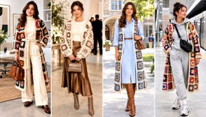18 Crochet Granny Square Afghan Style Coat Cardigan Outfit Ideas
