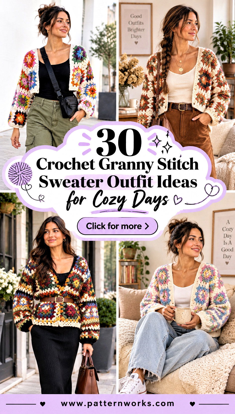 30 Crochet Granny Stitch Sweater Outfit Ideas for Cozy Days - 30 Crochet Granny Stitch Sweater Outfit Ideas for Cozy Days
