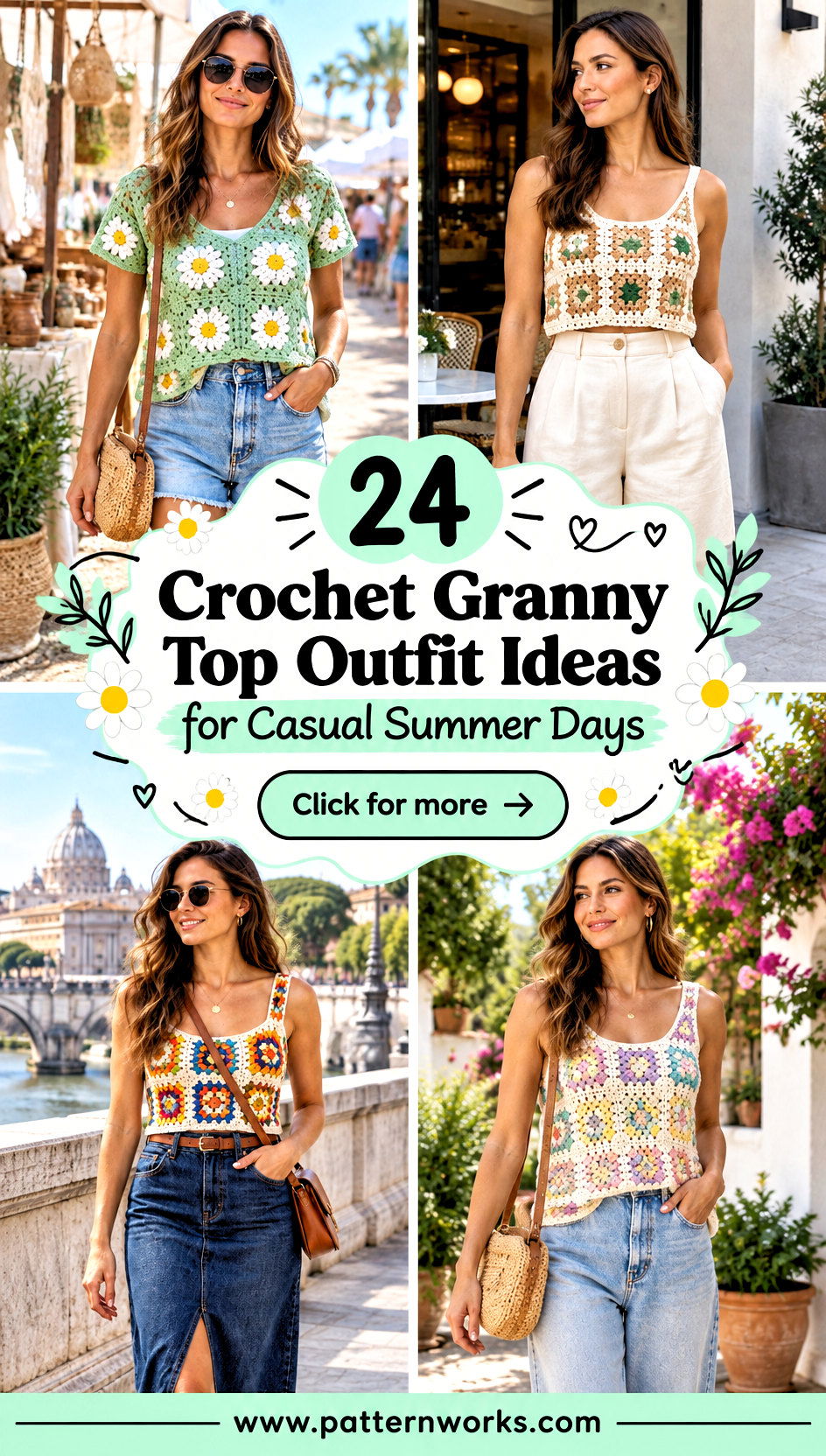 24 Crochet Granny Top Outfit Ideas for Casual Summer Days - 24 Crochet Granny Top Outfit Ideas for Casual Summer Days