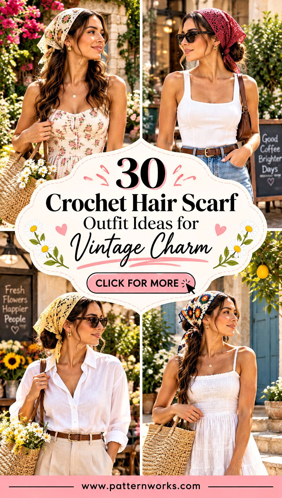 30 Crochet Hair Scarf Outfit Ideas for Vintage Charm - 30 Crochet Hair Scarf Outfit Ideas for Vintage Charm