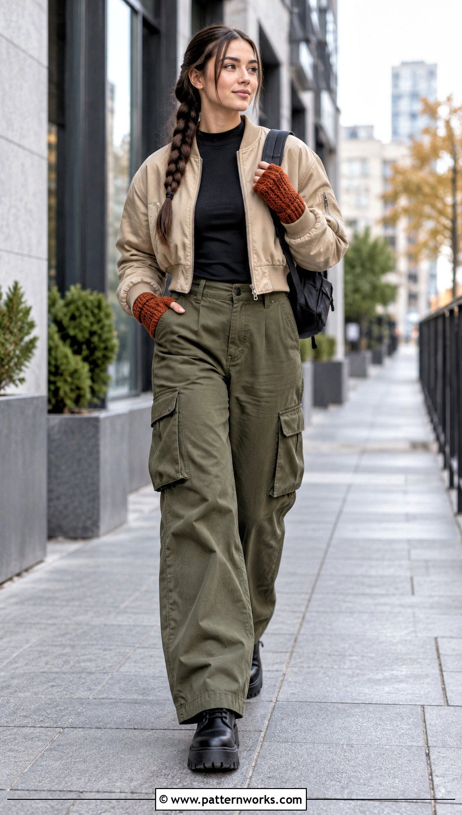 Crochet Hand Warmers With Cargo Pants Outfit - 30 crochet hand warmers outfit ideas