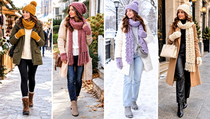 18 Crochet Hat Mittens Scarf Set Outfit Ideas for Snow Days