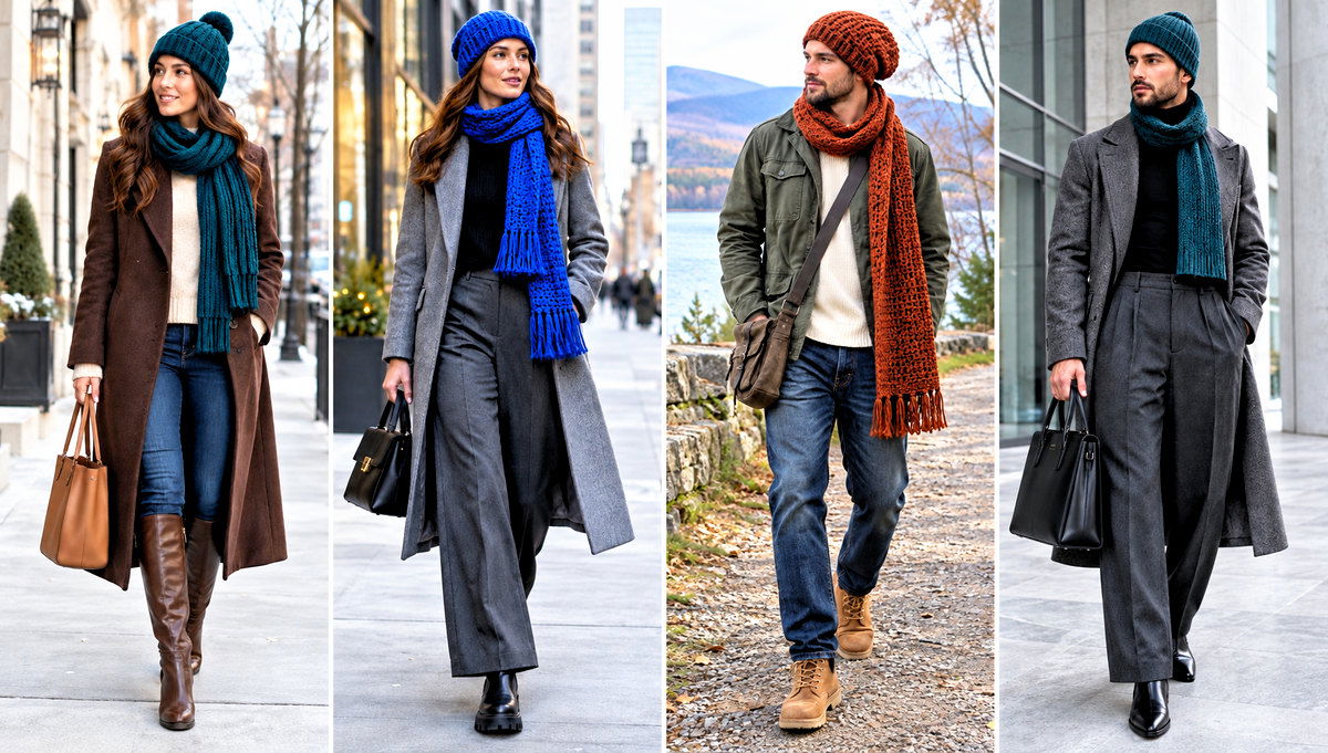 30 Crochet Hat and Scarf Outfit Ideas for Snowy Walks