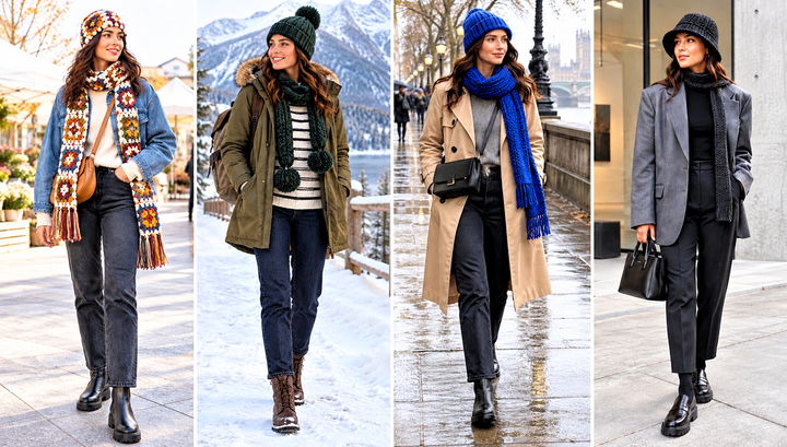 30 Crochet Hat and Scarf Set Outfit Ideas for Cold Days