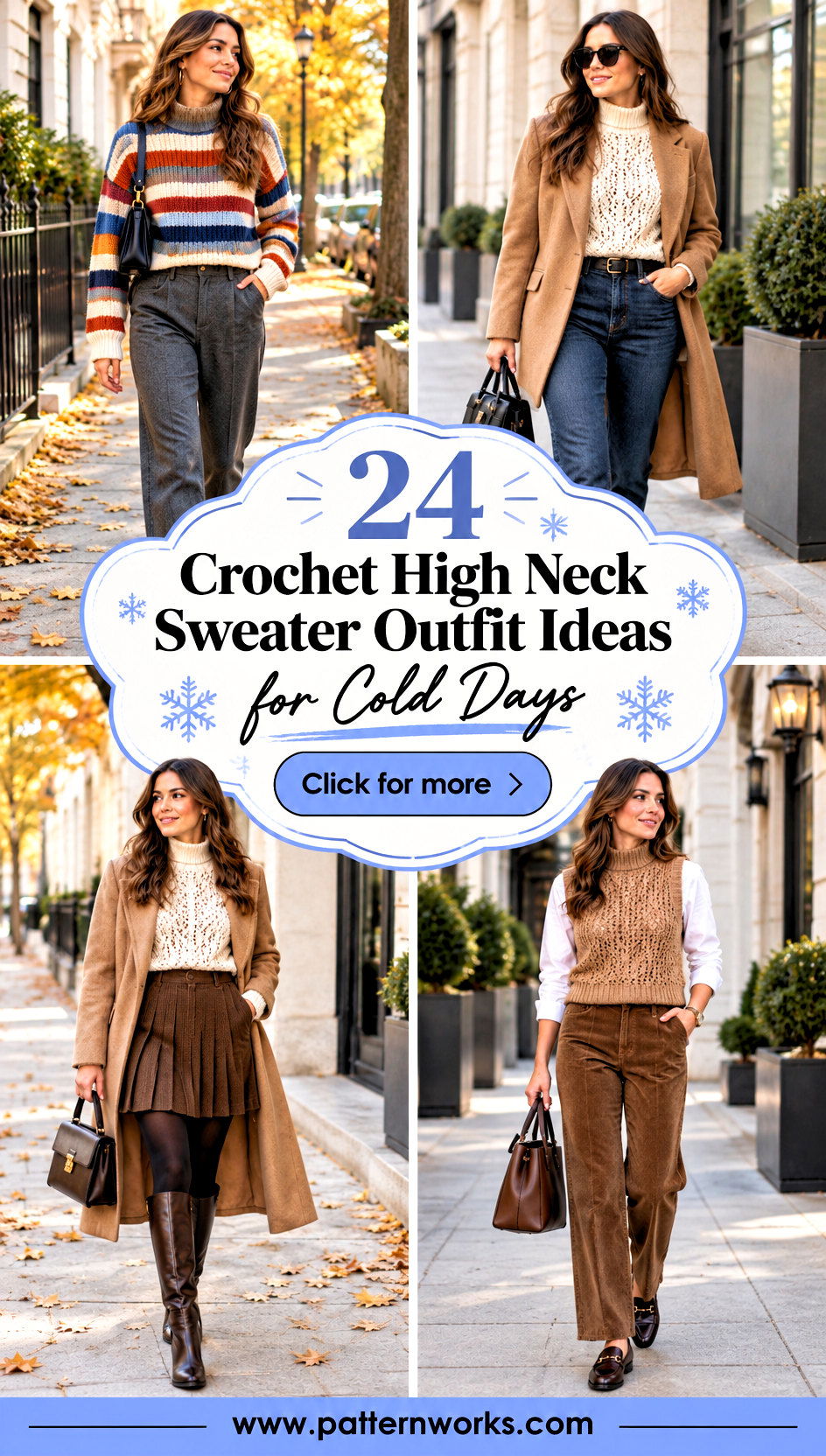 24 Crochet High Neck Sweater Outfit Ideas for Cold Days - 24 Crochet High Neck Sweater Outfit Ideas for Cold Days
