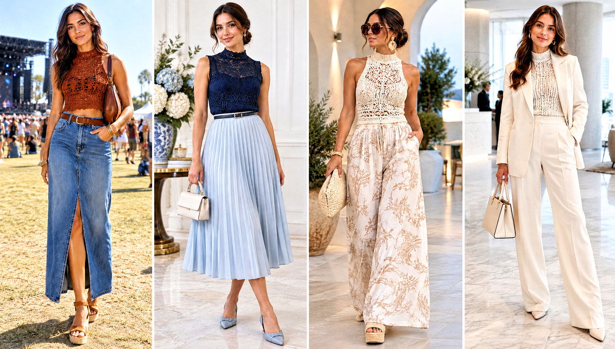 30 Crochet High Neck Top Outfit Ideas for Polished Layers