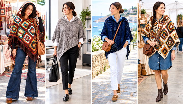 30 Crochet Hooded Poncho Outfit Ideas for Breezy Evenings