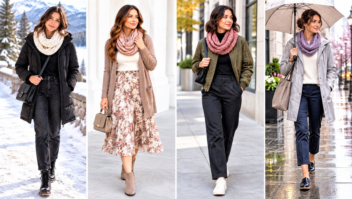 30 Crochet Infinity Scarves Outfit Ideas for Comfy Travel