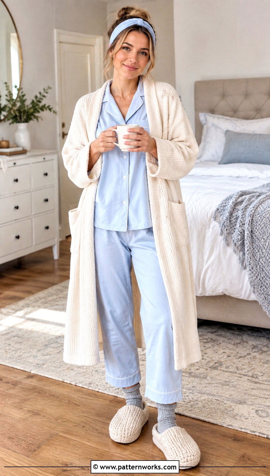 Crochet Knit Clog Slippers With Pajama Set And Robe - 18 crochet-knit clog slippers outfit ideas
