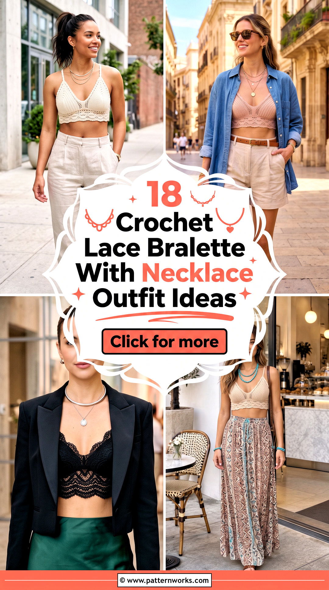 18 Crochet Lace Bralette With Necklace Outfit Ideas - 18 Crochet Lace Bralette With Necklace Outfit Ideas