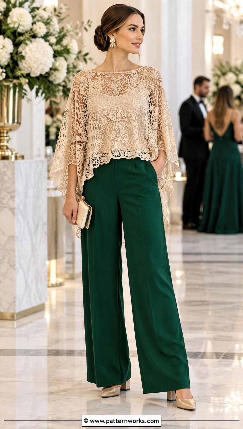 Crochet Lace Poncho With Wide Leg Pants - 18 Crochet Lace Poncho On Hanger outfit ideas