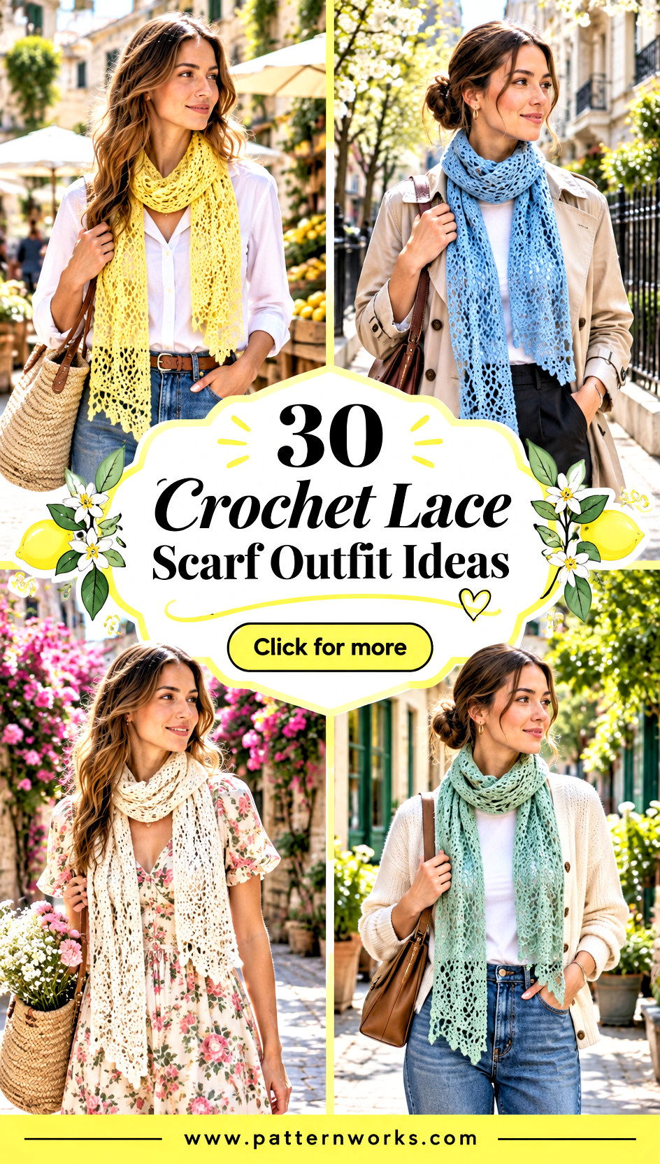 30 Crochet Lace Scarf Outfit Ideas for Light Spring Layers - 30 Crochet Lace Scarf Outfit Ideas for Light Spring Layers