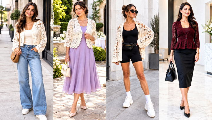 24 Crochet Lacy Cardigan Outfit Ideas for Spring Layers