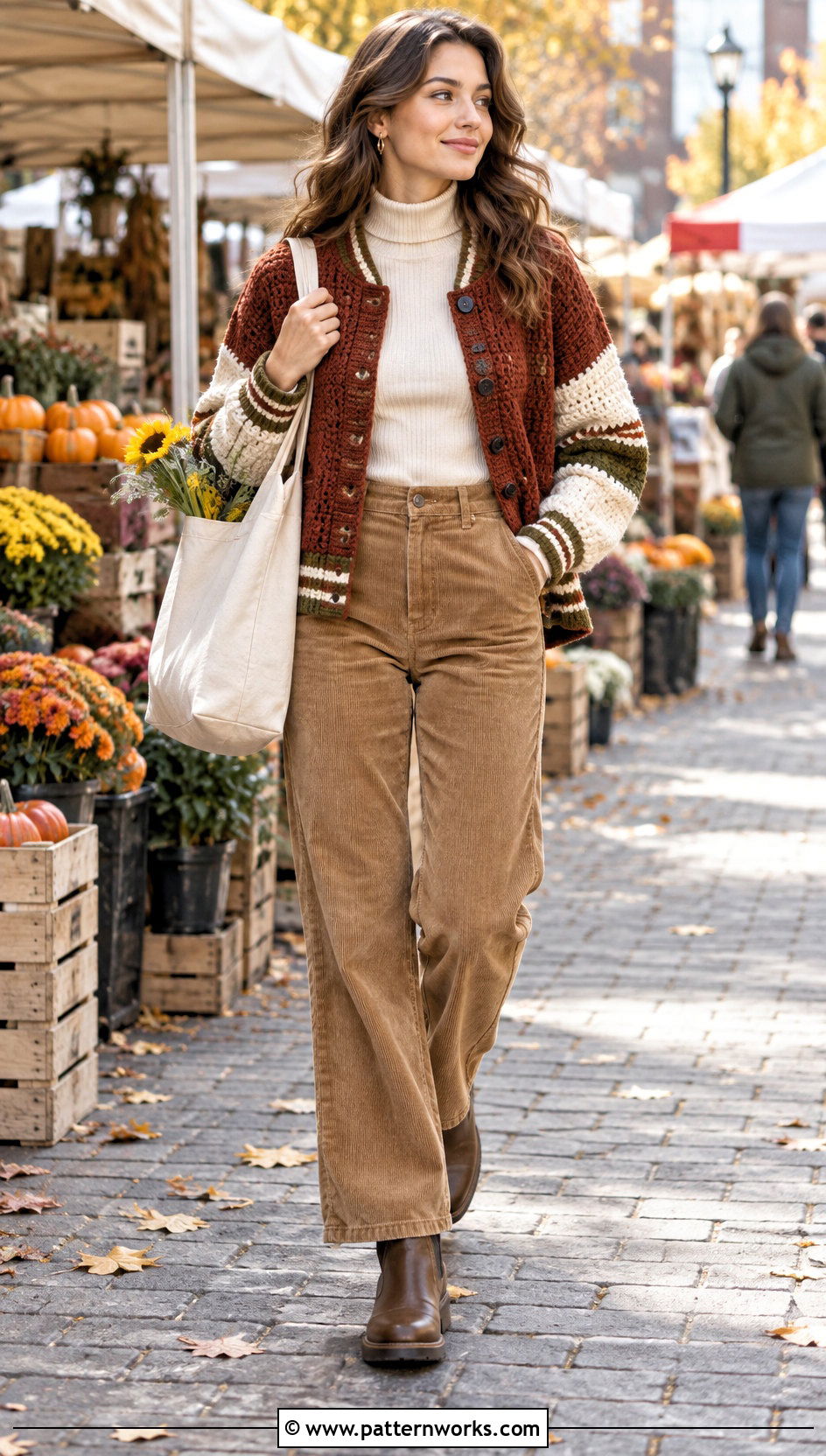 Crochet Letterman Jacket With Corduroy Pants - 24 crochet letterman jacket outfit ideas