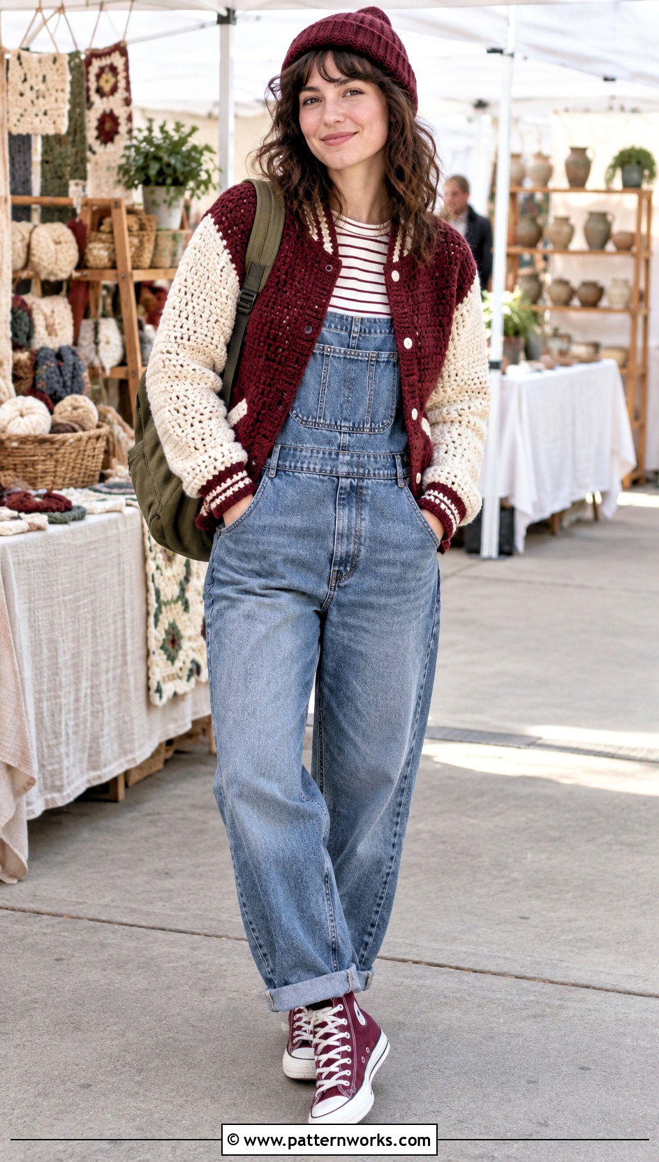 Crochet Letterman Jacket With Overalls - 24 crochet letterman jacket outfit ideas
