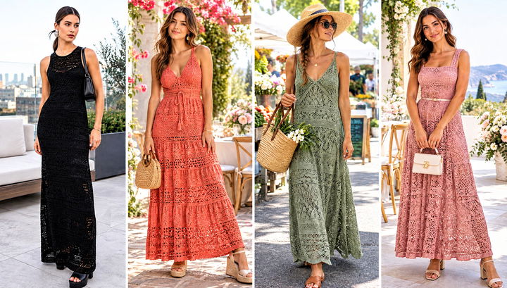 24 Crochet Long Dresses Outfit Ideas for Beach Getaways