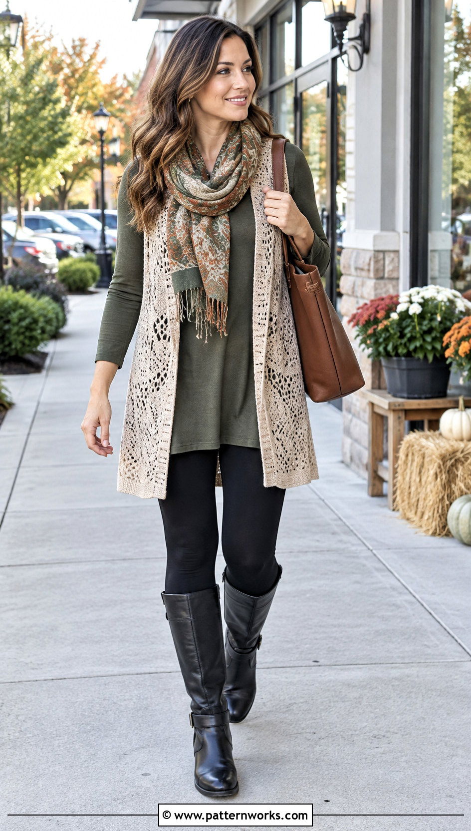 Crochet Long Vest With Leggings And Tunic - 24 Easy Crochet Long Vest outfit ideas