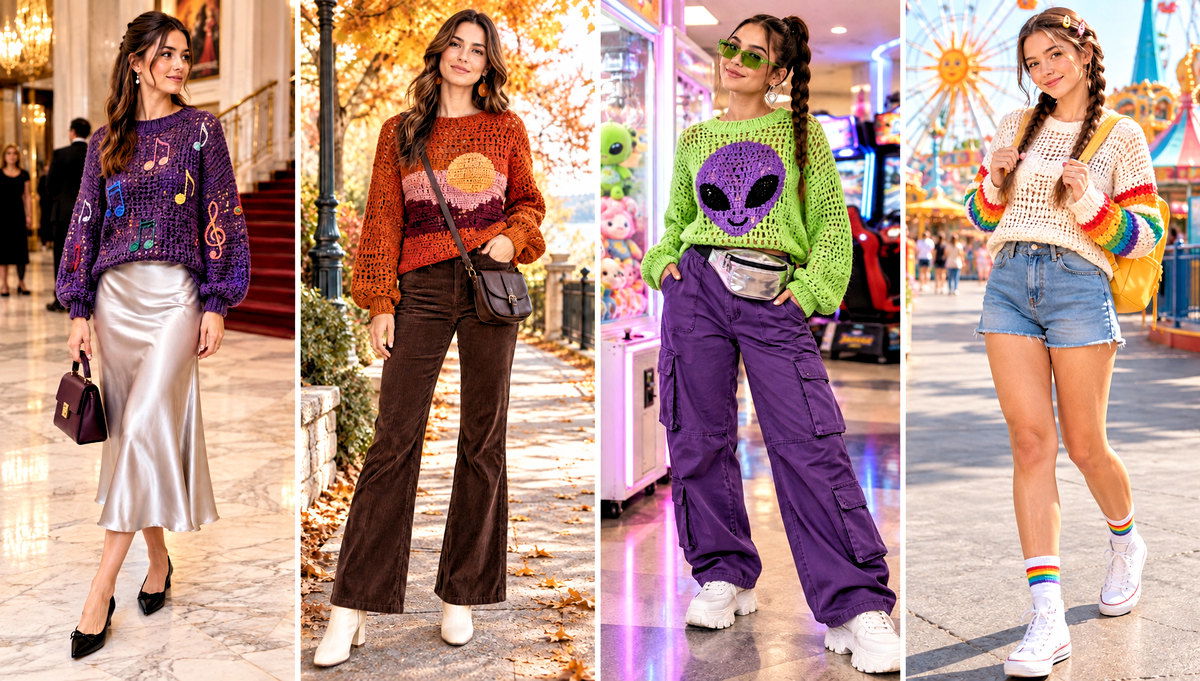 30 Crochet Mabel Sweater Outfit Ideas for Colorful Layers