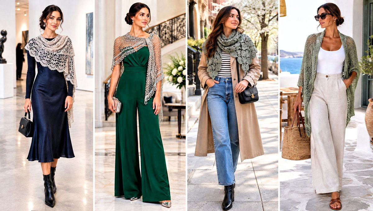 18 Crochet Mantle Scarf Outfit Ideas for Cozy Fall Layers