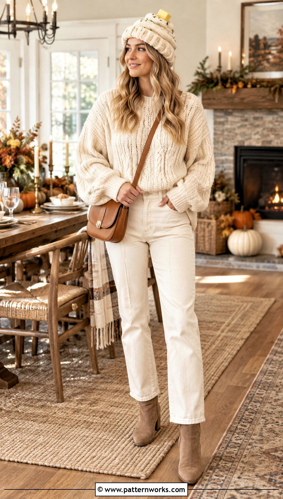 Crochet Mashed Potato Hat Outfit With Cream Separates - 18 Crochet Thanksgiving Hat outfit ideas