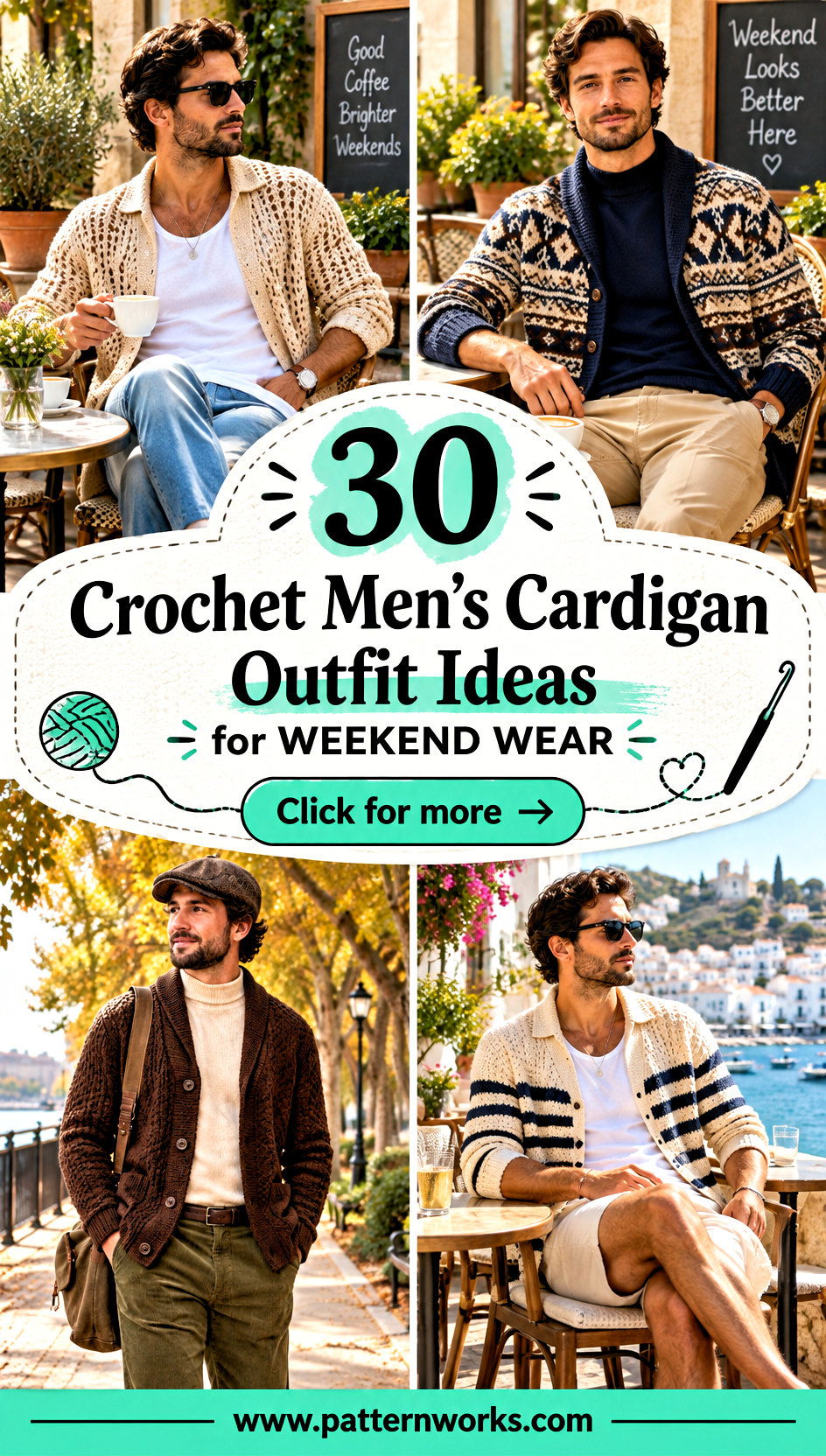 30 Crochet Mens Cardigan Outfit Ideas for Weekend Wear - 30 Crochet Men's Cardigan Outfit Ideas for Weekend Wear