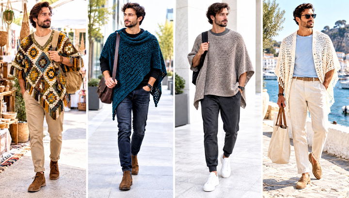 24 Crochet Mens Poncho Outfit Ideas for Relaxed Layers