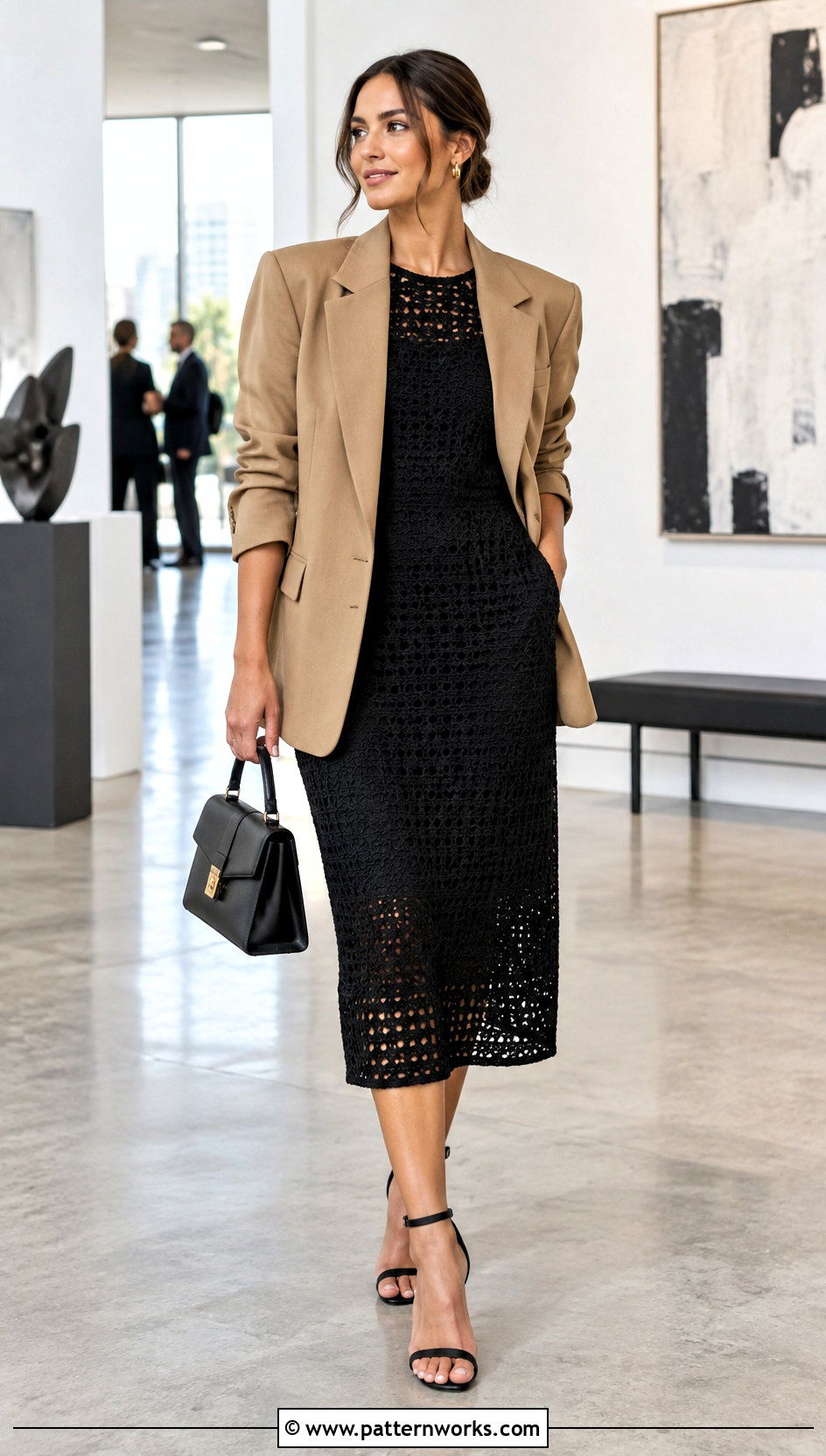 Crochet Midi Dress Outfit With Blazer - 30 crochet outfits ideas