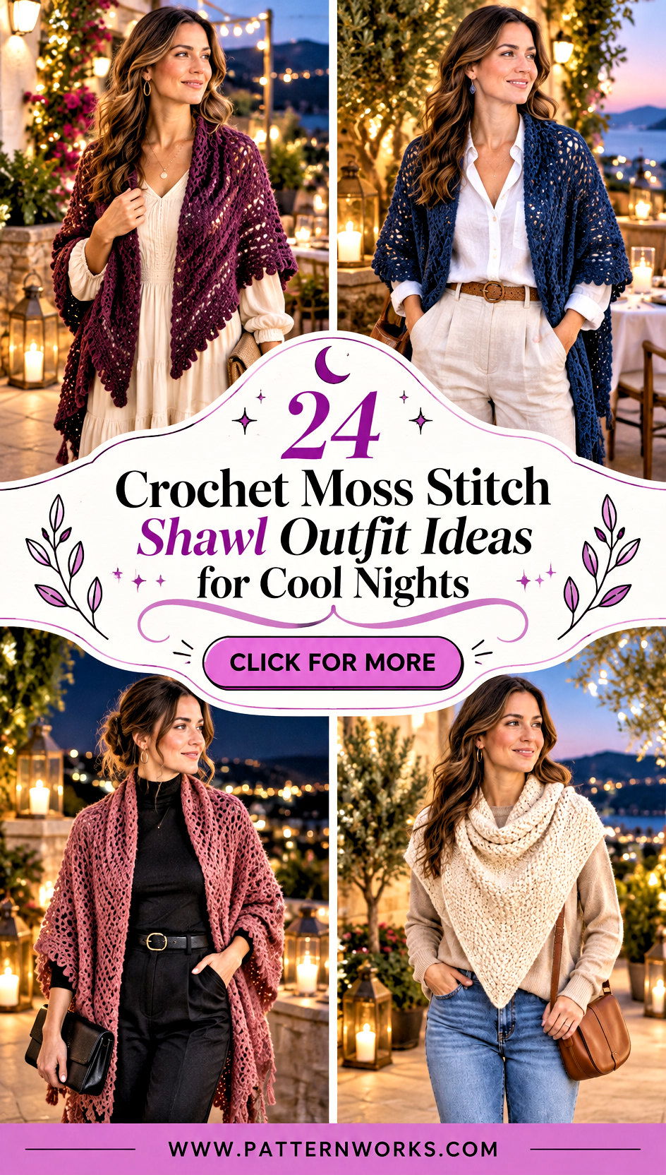 24 Crochet Moss Stitch Shawl Outfit Ideas for Cool Nights - 24 Crochet Moss Stitch Shawl Outfit Ideas for Cool Nights