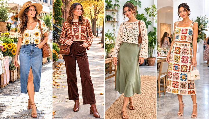 30 Crochet Motif Top Outfit Ideas for Boho Summer Looks