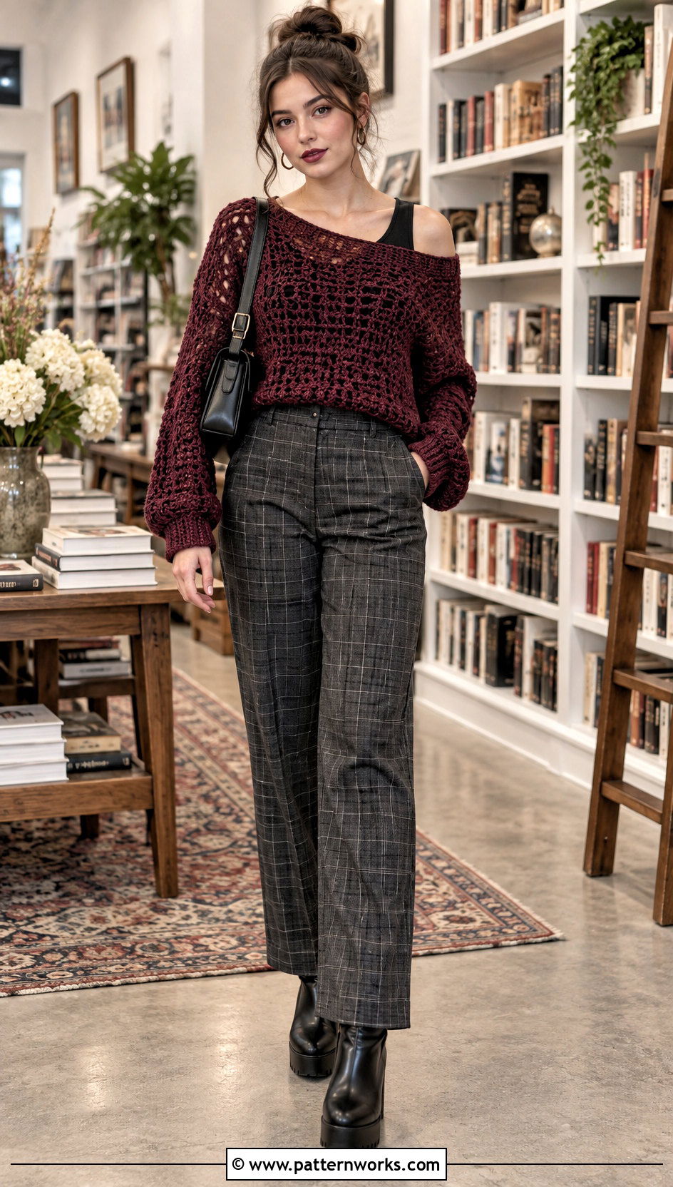 Crochet Off Shoulder Sweater With Plaid Pants - 24 crochet witchy clothes and outfit ideas